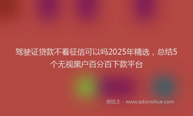 驾驶证贷款不看征信可以吗2025年精选，总结5个无视黑户百分百下款平台