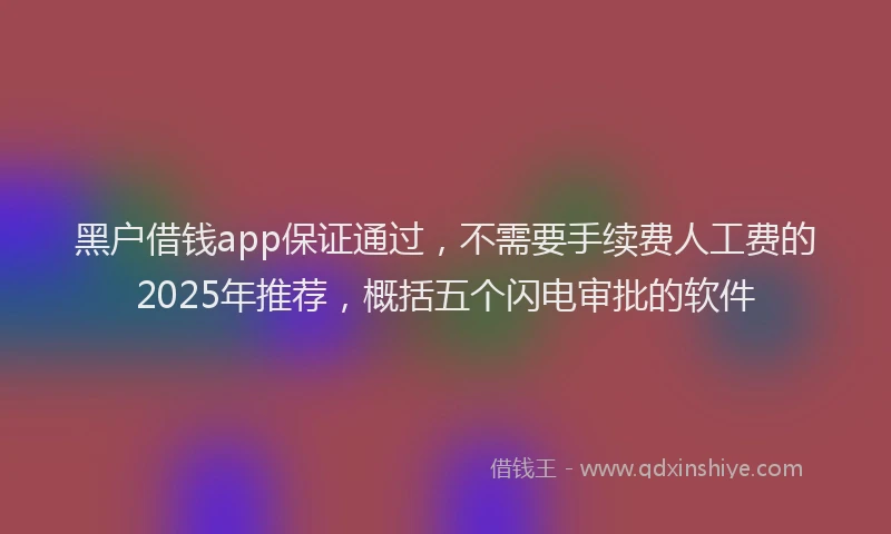 黑户借钱app保证通过，不需要手续费人工费的2025年推荐，概括五个闪电审批的软件