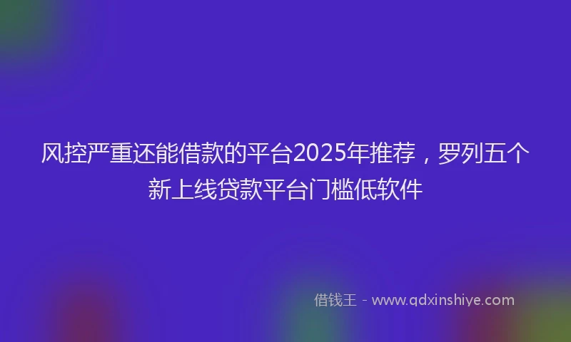 风控严重还能借款的平台2025年推荐，罗列五个新上线贷款平台门槛低软件