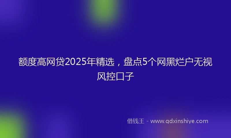 额度高网贷2025年精选，盘点5个网黑烂户无视风控口子