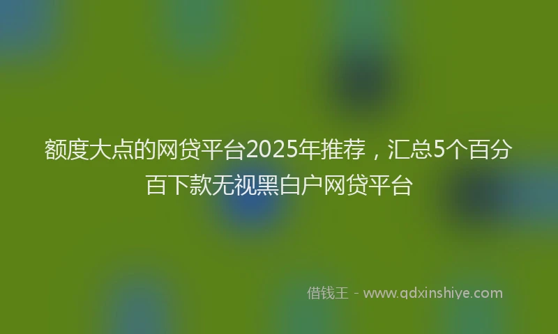 额度大点的网贷平台2025年推荐，汇总5个百分百下款无视黑白户网贷平台