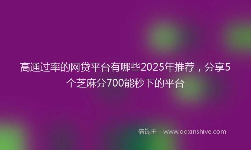 高通过率的网贷平台有哪些2025年推荐，分享5个芝麻分700能秒下的平台
