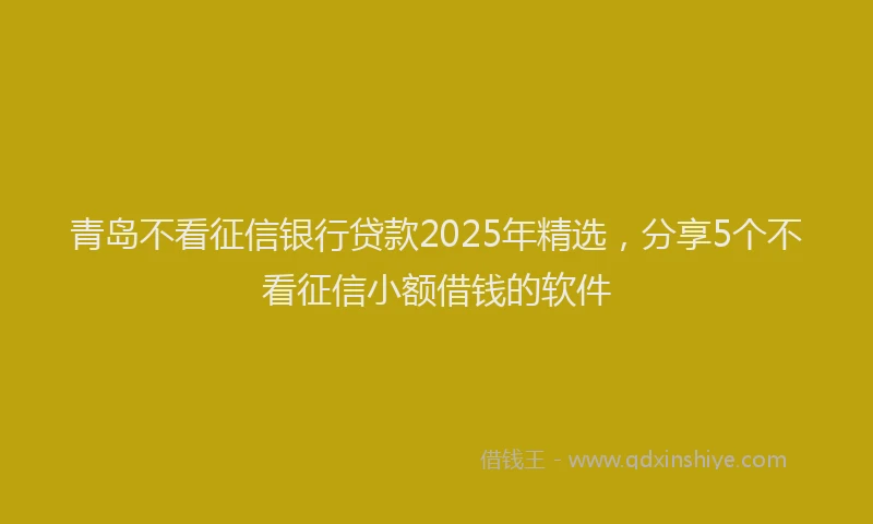 青岛不看征信银行贷款2025年精选，分享5个不看征信小额借钱的软件