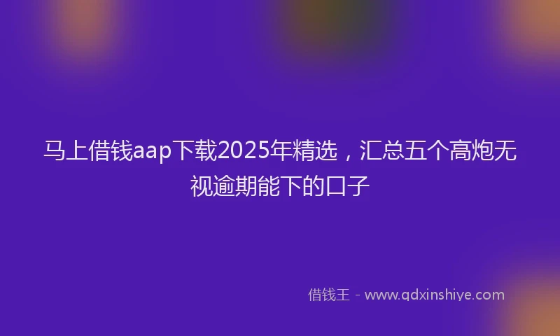 马上借钱aap下载2025年精选，汇总五个高炮无视逾期能下的口子
