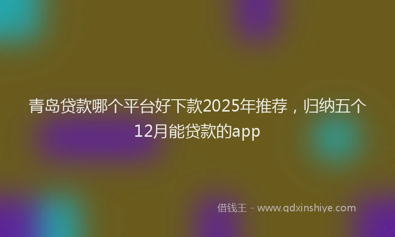 青岛贷款哪个平台好下款2025年推荐，归纳五个12月能贷款的app