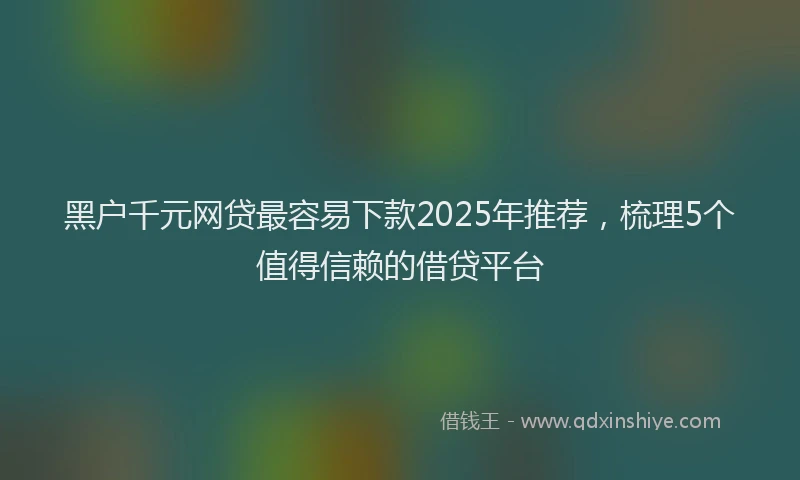 黑户千元网贷最容易下款2025年推荐，梳理5个值得信赖的借贷平台