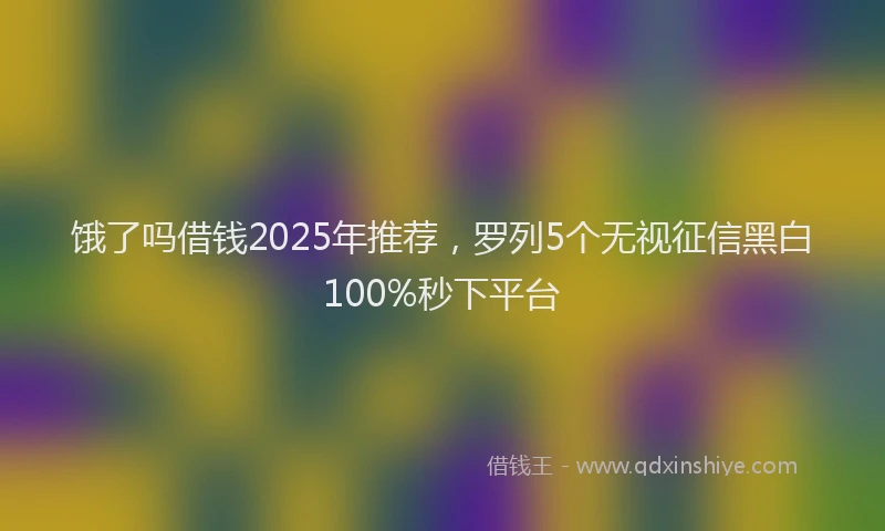 饿了吗借钱2025年推荐，罗列5个无视征信黑白100%秒下平台