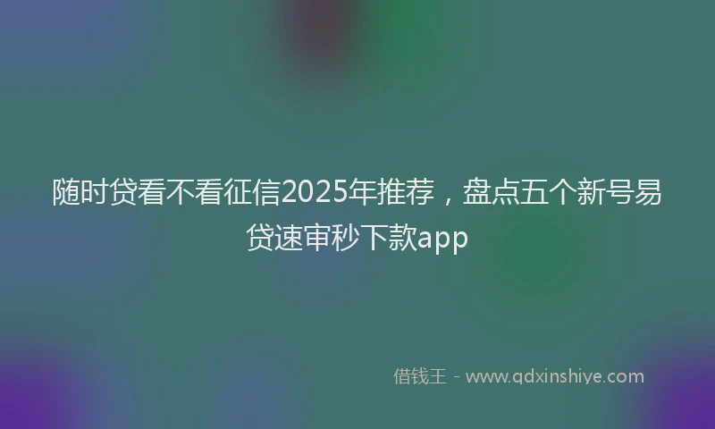 随时贷看不看征信2025年推荐，盘点五个新号易贷速审秒下款app