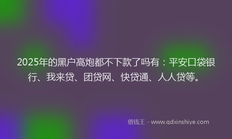 2025年的黑户高炮都不下款了吗有：平安口袋银行、我来贷、团贷网、快贷通、人人贷等。