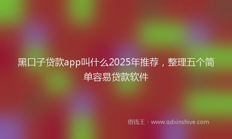 黑口子贷款app叫什么2025年推荐，整理五个简单容易贷款软件