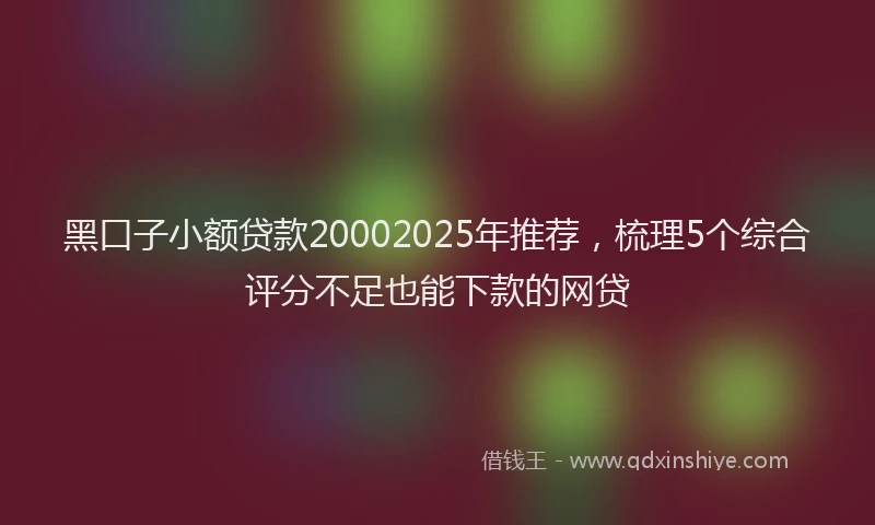 黑口子小额贷款20002025年推荐，梳理5个综合评分不足也能下款的网贷