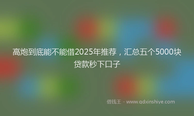 高炮到底能不能借2025年推荐，汇总五个5000块贷款秒下口子