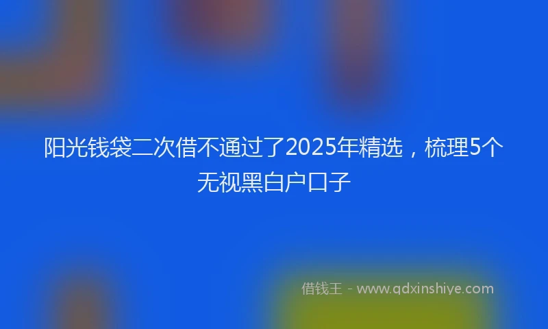阳光钱袋二次借不通过了2025年精选，梳理5个无视黑白户口子