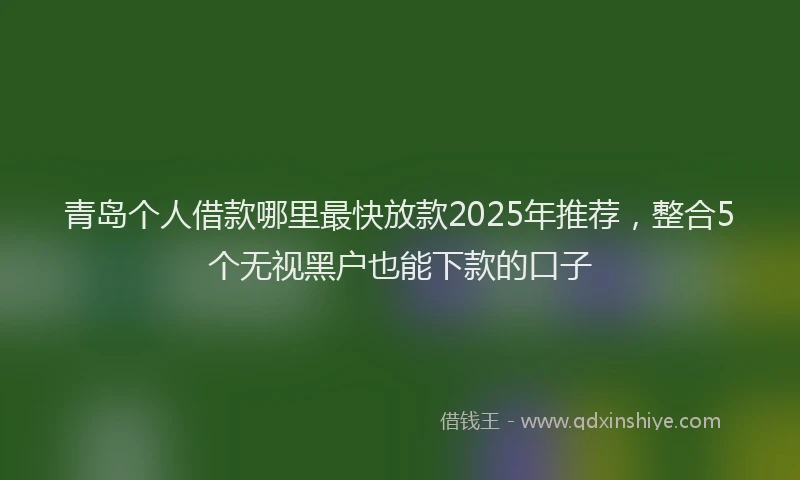 青岛个人借款哪里最快放款2025年推荐，整合5个无视黑户也能下款的口子