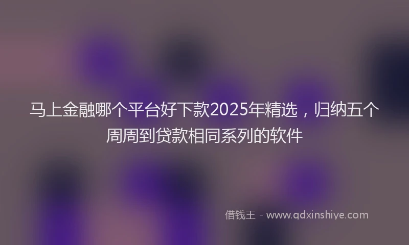 马上金融哪个平台好下款2025年精选，归纳五个周周到贷款相同系列的软件