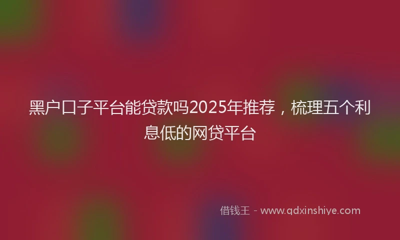 黑户口子平台能贷款吗2025年推荐，梳理五个利息低的网贷平台