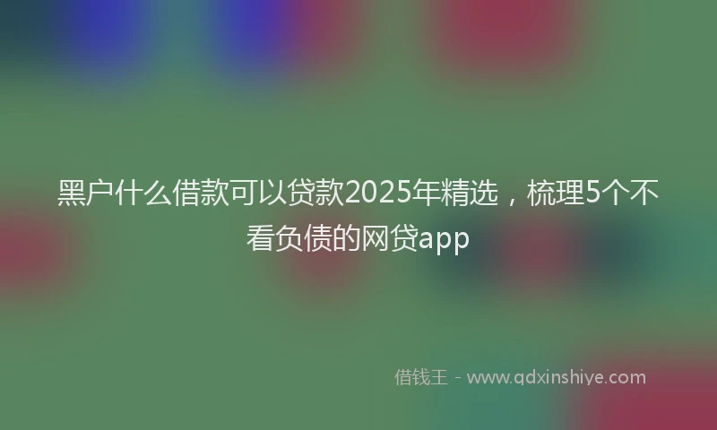黑户什么借款可以贷款2025年精选，梳理5个不看负债的网贷app
