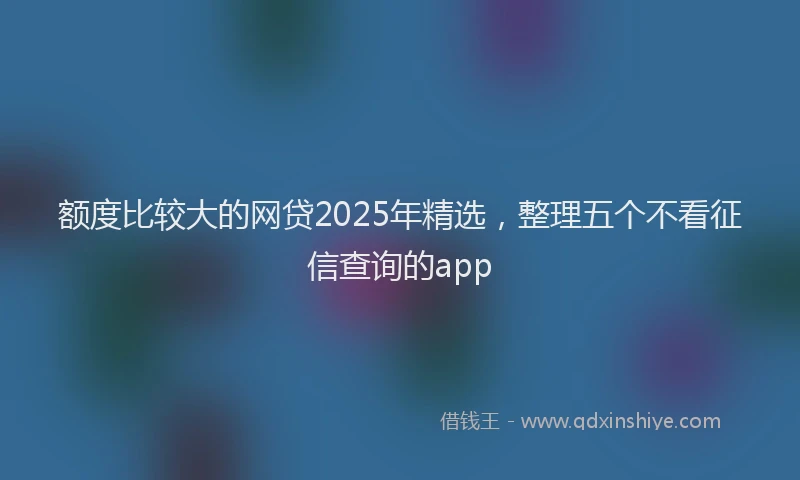 额度比较大的网贷2025年精选，整理五个不看征信查询的app