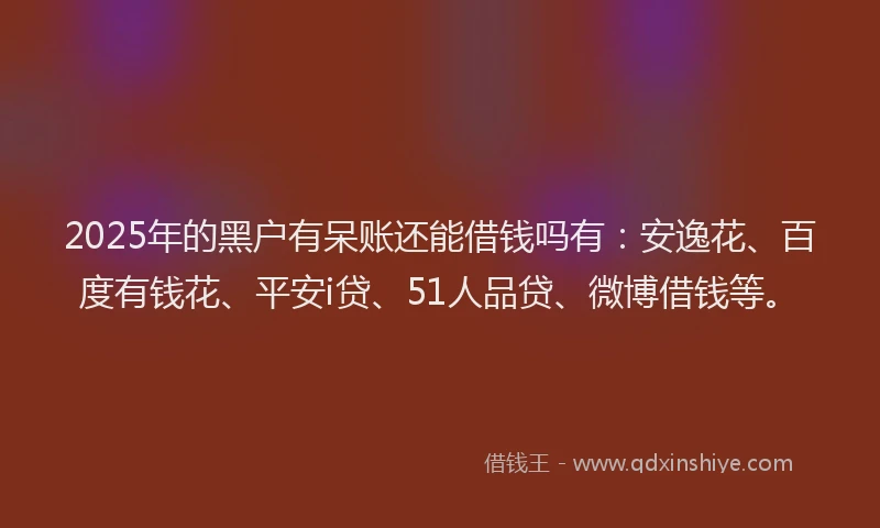 2025年的黑户有呆账还能借钱吗有：安逸花、百度有钱花、平安i贷、51人品贷、微博借钱等。