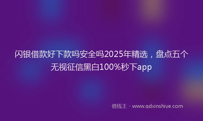 闪银借款好下款吗安全吗2025年精选，盘点五个无视征信黑白100%秒下app