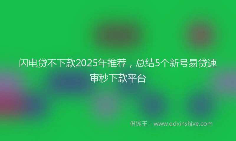 闪电贷不下款2025年推荐，总结5个新号易贷速审秒下款平台
