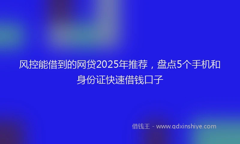 风控能借到的网贷2025年推荐，盘点5个手机和身份证快速借钱口子