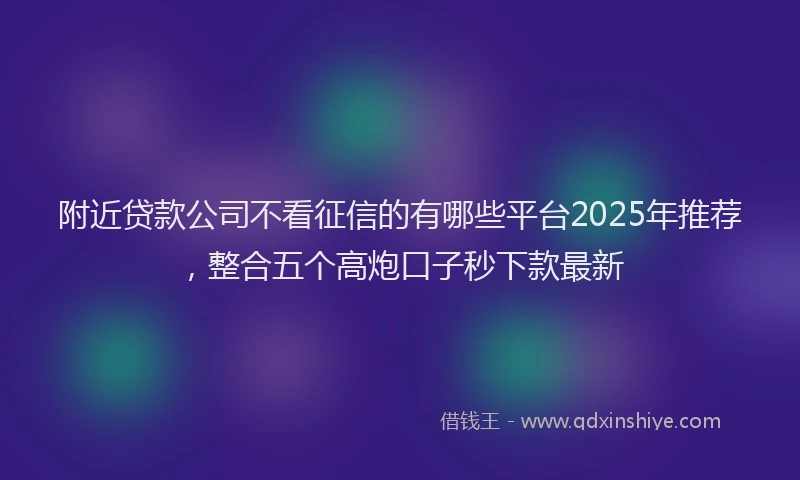 附近贷款公司不看征信的有哪些平台2025年推荐，整合五个高炮口子秒下款最新