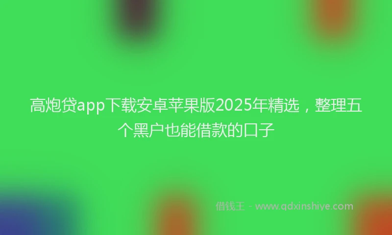 高炮贷app下载安卓苹果版2025年精选，整理五个黑户也能借款的口子