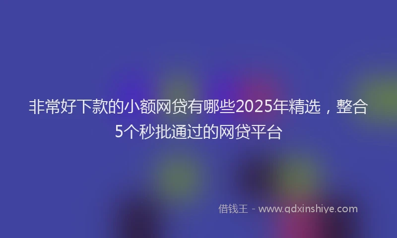 非常好下款的小额网贷有哪些2025年精选，整合5个秒批通过的网贷平台