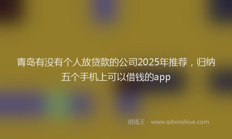 青岛有没有个人放贷款的公司2025年推荐，归纳五个手机上可以借钱的app