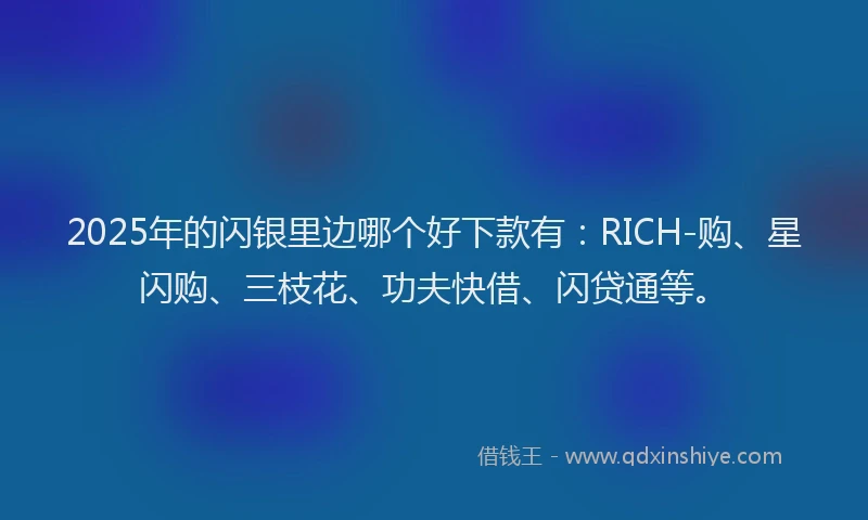 2025年的闪银里边哪个好下款有：RICH-购、星闪购、三枝花、功夫快借、闪贷通等。