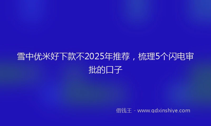 雪中优米好下款不2025年推荐，梳理5个闪电审批的口子