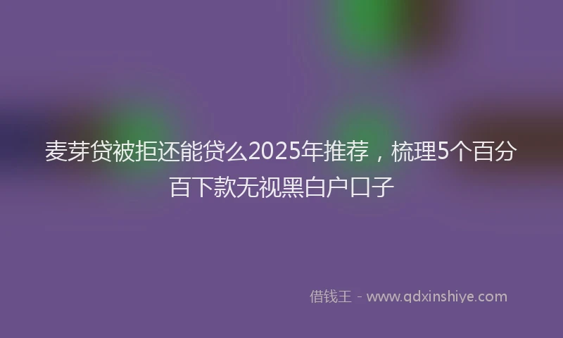 麦芽贷被拒还能贷么2025年推荐，梳理5个百分百下款无视黑白户口子