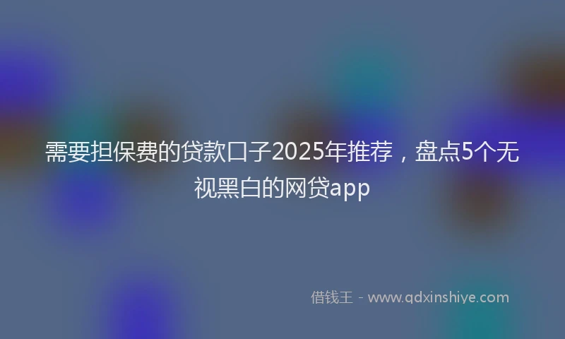 需要担保费的贷款口子2025年推荐，盘点5个无视黑白的网贷app