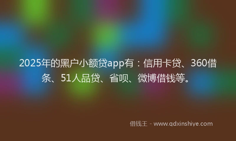 2025年的黑户小额贷app有：信用卡贷、360借条、51人品贷、省呗、微博借钱等。