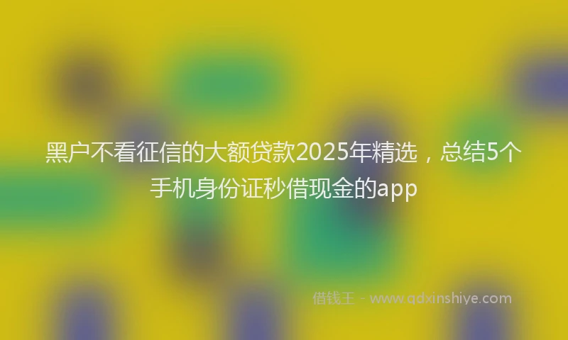 黑户不看征信的大额贷款2025年精选，总结5个手机身份证秒借现金的app