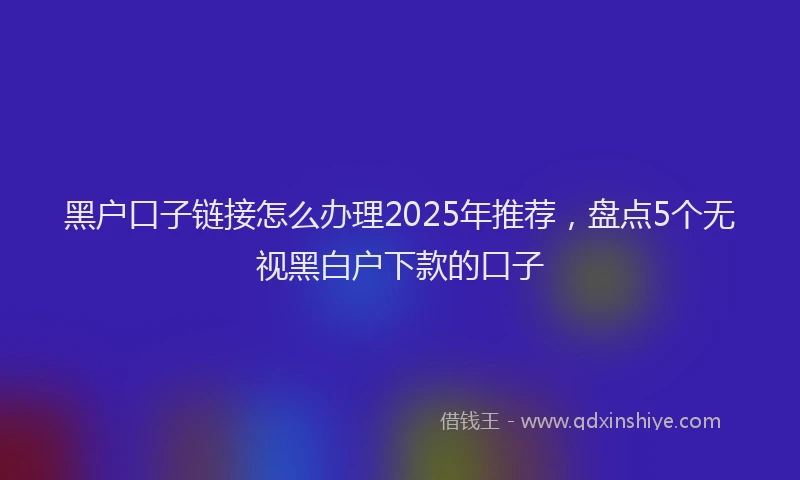 黑户口子链接怎么办理2025年推荐，盘点5个无视黑白户下款的口子