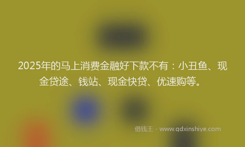 2025年的马上消费金融好下款不有：小丑鱼、现金贷途、钱站、现金快贷、优速购等。