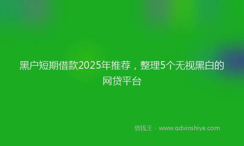 黑户短期借款2025年推荐，整理5个无视黑白的网贷平台