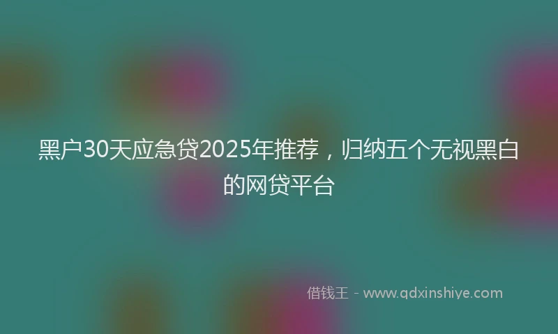 黑户30天应急贷2025年推荐，归纳五个无视黑白的网贷平台