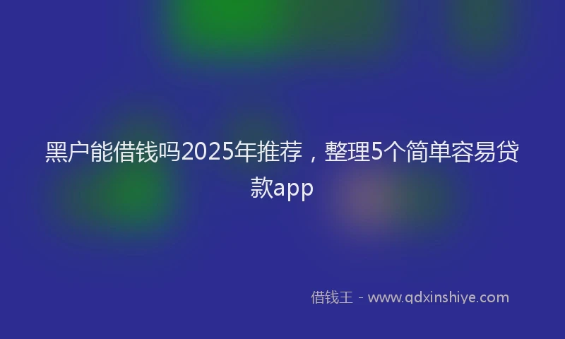 黑户能借钱吗2025年推荐，整理5个简单容易贷款app