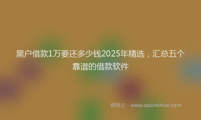 黑户借款1万要还多少钱2025年精选，汇总五个靠谱的借款软件