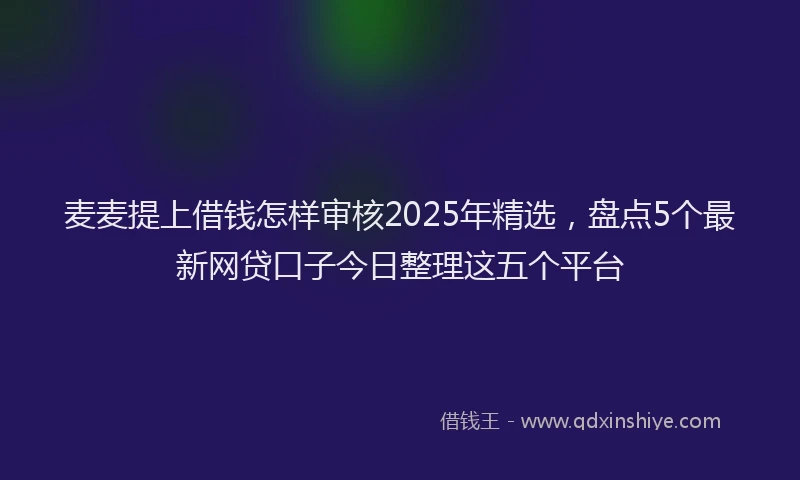 麦麦提上借钱怎样审核2025年精选，盘点5个最新网贷口子今日整理这五个平台