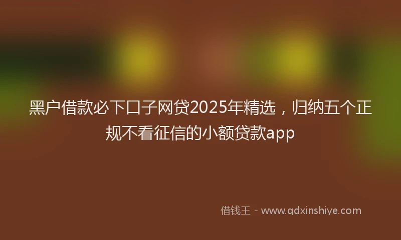 黑户借款必下口子网贷2025年精选，归纳五个正规不看征信的小额贷款app
