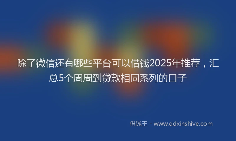 除了微信还有哪些平台可以借钱2025年推荐，汇总5个周周到贷款相同系列的口子