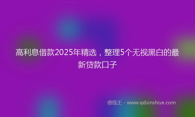 高利息借款2025年精选，整理5个无视黑白的最新贷款口子