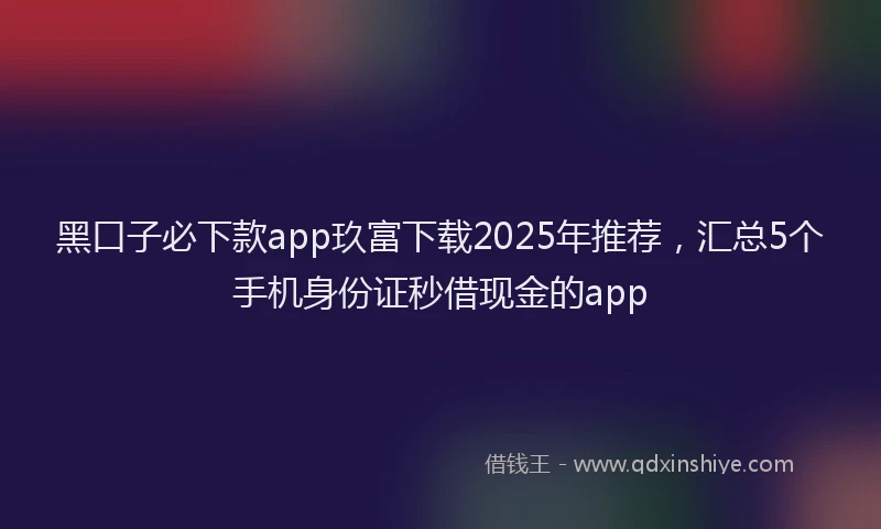 黑口子必下款app玖富下载2025年推荐，汇总5个手机身份证秒借现金的app