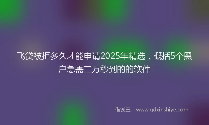 飞贷被拒多久才能申请2025年精选，概括5个黑户急需三万秒到的的软件