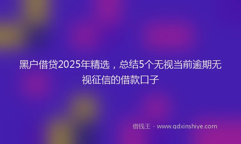 黑户借贷2025年精选，总结5个无视当前逾期无视征信的借款口子