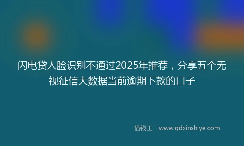 闪电贷人脸识别不通过2025年推荐，分享五个无视征信大数据当前逾期下款的口子